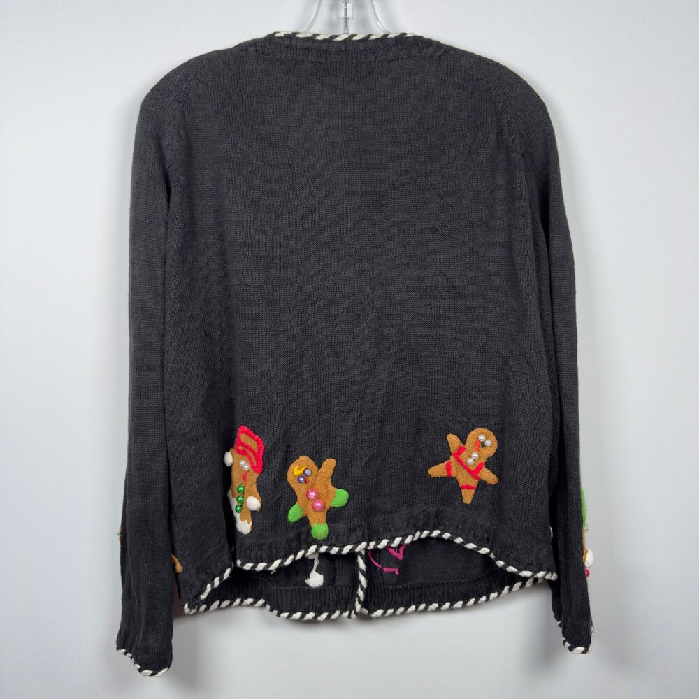 Vintage 90s Michael Simon Women's Christmas Sweater Gingerbread Man Size 2 - Picture 3 of 10